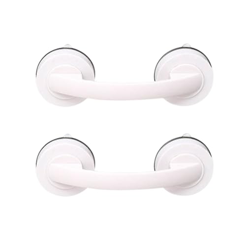 FEEIMOL 2 Stück Duschgriff Saugnapf Kunststoff Badewannengriff Haltegriff Dusche Ohne Bohren Aufstehhilfe Extra Griffstange Kinder Senioren Rutschfest Handgriff Mobiler Wannengriff 19.4 cm von FEEIMOL