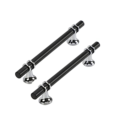 FEEIMOL 2 Stück Küchengriffe Zinklegierung Möbelgriffe Griffe Möbel Türgriffe Küchengriffe Möbelgriffe Schrankgriffe 128mm lochabstand (Schwarz mit Silberne Basis) von FEEIMOL
