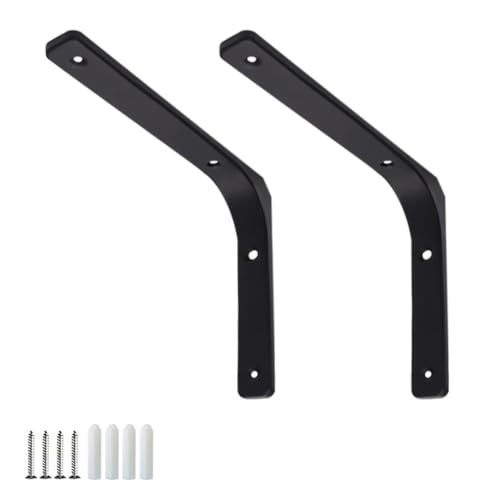 FEEIMOL 2 Stück Schwerlast Regalhalterungen Regalwinkel Regalhalter Wandhalterung Winkelträger 90 Grad L-Form Regalhalterung Regalträger Stützen für Eckregal Hölzern Möbel Schwarz 10x10cm von FEEIMOL