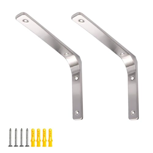FEEIMOL 2 Stück Schwerlast Regalhalterungen Regalwinkel Regalhalter Wandhalterung Winkelträger 90 Grad L-Form Regalhalterung Regalträger Stützen für Eckregal Hölzern Möbel Silber 25x20cm von FEEIMOL
