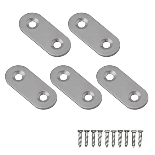 FEEIMOL Edelstahl Flachverbinder Lochplatte Verbindungsplatte Flache Ecke Bracket mit Schrauben für Schränke Tabelle Stuhl Bücherregal Holz Möbel 40x16x2mm von FEEIMOL