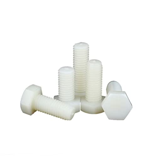 FEEIMOL Kunststoff-Schrauben Nylon-Sechskantschrauben Vollgewinde-Maschinenschrauben Weiß M10x100mm (5 Stück) von FEEIMOL