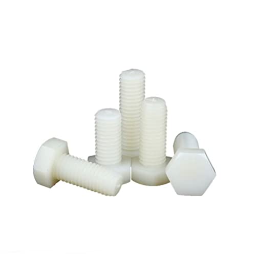 FEEIMOL Kunststoff-Schrauben Nylon-Sechskantschrauben Vollgewinde-Maschinenschrauben Weiß M12x25mm (10 Stück) von FEEIMOL