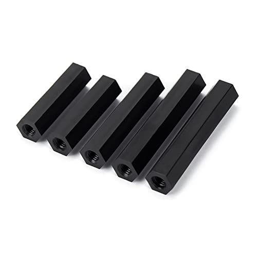 FEEIMOL Nylon Schwarz Hex Spacer, Weiblich Gewinde Spacer Distanzbolzen Sechskant Abstandsbolzen Muttern M4x5mm (50 Stück) von FEEIMOL