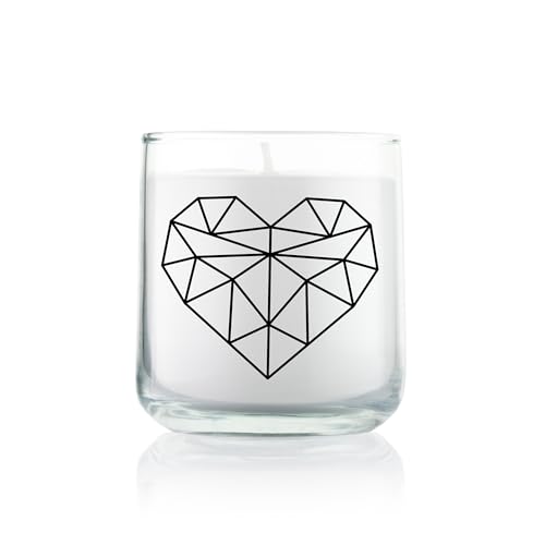 FEEL GOOD CANDLE - Duftkerze im Glas - Kerze mit Motiv als Geschenk für Frauen und zur Dekoration (Geometric Heart, Zimt - Orange) von FEEL GOOD CANDLE