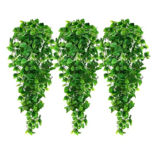 3 PCs, Ivy Garland künstlich, künstlicher Efeu, gefälschter Efeu, künstliche hängende Pflanzen gefälschte hängende Pflanze gefälschte Rebe Ivy Blätter Girlande für Innen- und Outdoor -Dekoration von FEELMEET