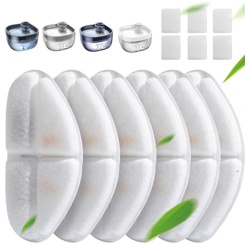 FEELNEEDY 6 Stück Aktivkohlefilter und 6 Stück Schwämme für Wasserpumpe, kompatibel mit 7 Liter Trinkbrunnen für Hunde und Katzen (FN-W05) Ersatzfilter Einzeln Verpackt von FEELNEEDY