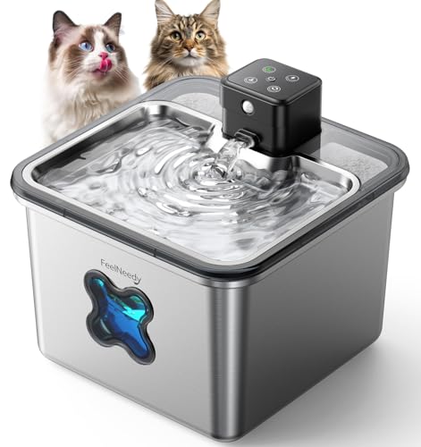 FEELNEEDY Katzenbrunnen Kabellos 3.2L, Trinkbrunnen für Katze Edelstahl 4000mAh Akku, Wasserbrunnen für Katzen mit Bewegungsmelder, Spülmaschinenfester FEELNEEDY Katzenbrunnen Kabellos 3.2L, Trinkbrunnen für Katze Edelstahl 4000mAh Akku, Wasserbrunnen für Katzen mit Bewegungsmelder, Spülmaschinenfester von FEELNEEDY