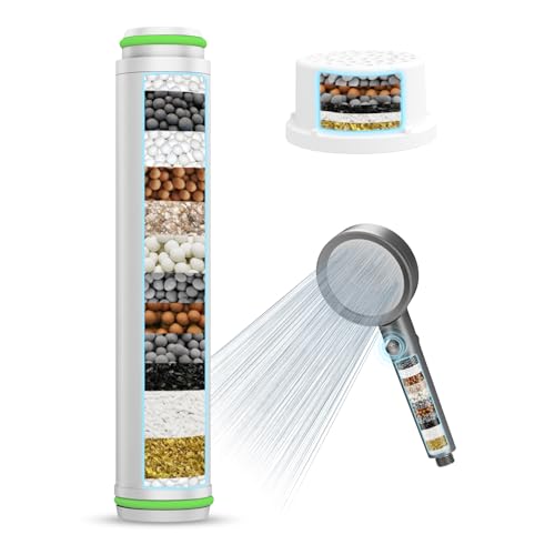 2 Pack Duschfilter Nur für Asin:B0DYNLQJX7, FEELSO Runde und Lange Ersatzfilter für Duschkopf for Hard Water Entfernt Chlor,Kalk von FEELSO