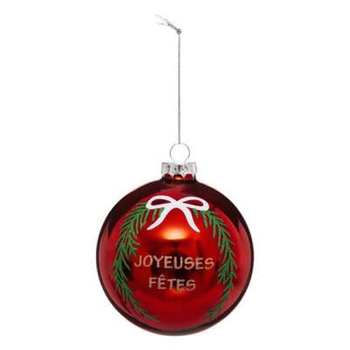 Feeric Lights and Christmas – Weihnachtskugel Glas 90 mm IMP Blatt JF von FEERIC CHRISTMAS