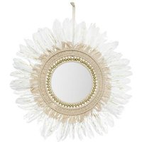 DEKORATIVER SPIEGEL 50 x 50 cm weiß im Boho-Stil MIT FEDERN von FÉÉRIC LIGHTS AND CHRISTMAS