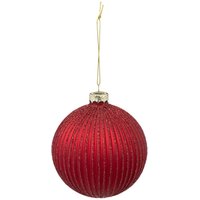 Fééric Lights And Christmas - Weihnachtskugel geriffelt rot glitzernd glas 100mm - Feeric lights & christmas - Rot von FÉÉRIC LIGHTS AND CHRISTMAS