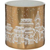 Windlicht dorf schnee goldfarben aus glas 7x8cm - Feeric lights & christmas - golden von FÉÉRIC LIGHTS AND CHRISTMAS