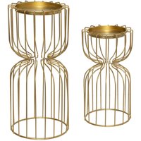 Teelichthalter golden aus Metall, 2er-Set von FÉÉRIC LIGHTS AND CHRISTMAS