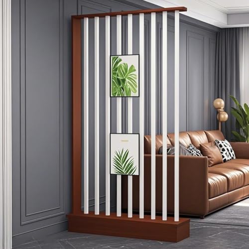 1 Satz minimalistischer Raumteiler aus Holz – freistehender Sichtschutz mit Lagerregal for den Heim- und Bürogebrauch(Teak+White 34.6x9.8x79.5in) von FEFEF