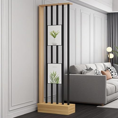 1 Satz minimalistischer Raumteiler aus Holz – freistehender Sichtschutz mit Lagerregal for den Heim- und Bürogebrauch(Walnut+Black 18.8x9.8x79.5in) von FEFEF