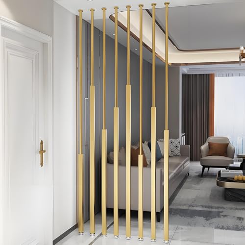 8-teiliger Verstellbarer Raumteiler aus Metall – anpassbare Sichtschutzwände for die Trennung vom Boden bis zur Decke im Schlafzimmer, Wohnzimmer(Gold,95cm) von FEFEF