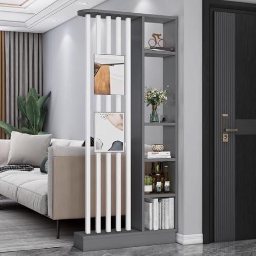 FEFEF 1 Satz Raumteiler aus Holz mit Regalen – freistehender Trennwandschirm und Bücherregal for Privatsphäre zu Hause und im Büro(Gray+White 31.4x9.4x79.5in) von FEFEF