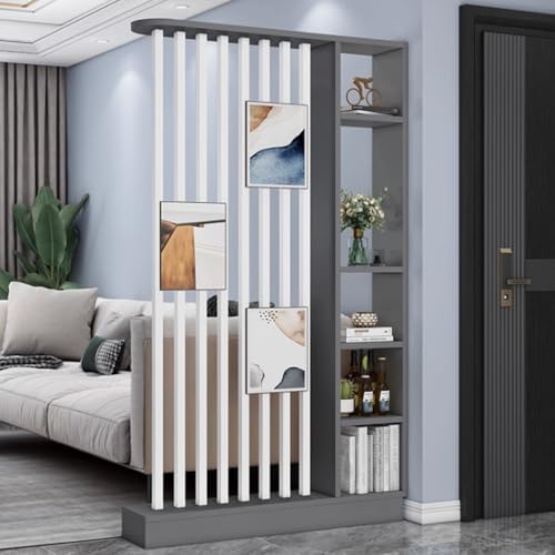 FEFEF 1 Satz Raumteiler aus Holz mit Regalen – freistehender Trennwandschirm und Bücherregal for Privatsphäre zu Hause und im Büro(Gray+White 47.2x9.4x79.5in) von FEFEF