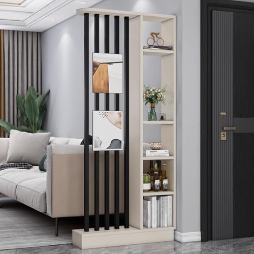 FEFEF 1 Satz Raumteiler aus Holz mit Regalen – freistehender Trennwandschirm und Bücherregal for Privatsphäre zu Hause und im Büro(Khaki+Black 31.4x9.4x79.5in) von FEFEF