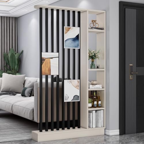 FEFEF 1 Satz Raumteiler aus Holz mit Regalen – freistehender Trennwandschirm und Bücherregal for Privatsphäre zu Hause und im Büro(Khaki+Black 47.2x9.4x79.5in) von FEFEF