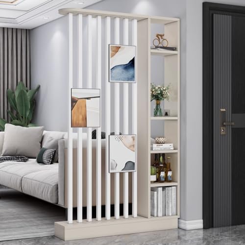 FEFEF 1 Satz Raumteiler aus Holz mit Regalen – freistehender Trennwandschirm und Bücherregal for Privatsphäre zu Hause und im Büro(Khaki+White 47.2x9.4x79.5in) von FEFEF