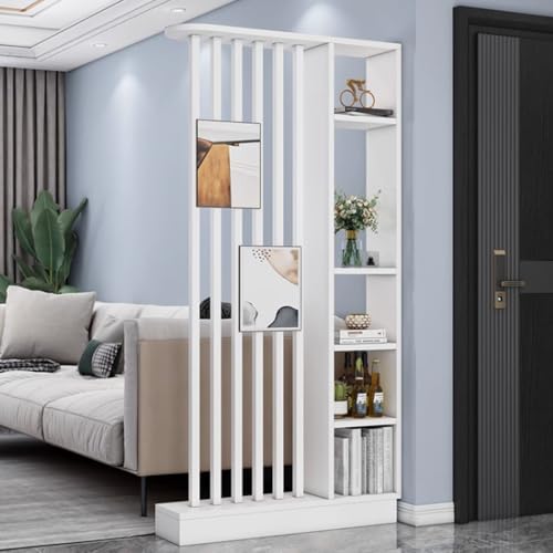 FEFEF 1 Satz Raumteiler aus Holz mit Regalen – freistehender Trennwandschirm und Bücherregal for Privatsphäre zu Hause und im Büro(White+White 39.3x9.4x79.5in) von FEFEF