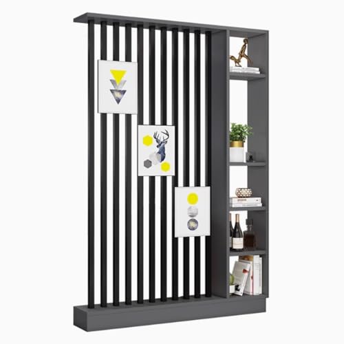 FEFEF 1 Set Raumteiler aus Holz mit Regal – Lagerregal for Home Office, Eingangsbereich, Wohnräume(Gray+Black 55.1x9.4x79.5in) von FEFEF