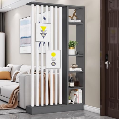 FEFEF 1 Set Raumteiler aus Holz mit Regal – Lagerregal for Home Office, Eingangsbereich, Wohnräume(Gray+White 39.3x9.4x79.5in) von FEFEF