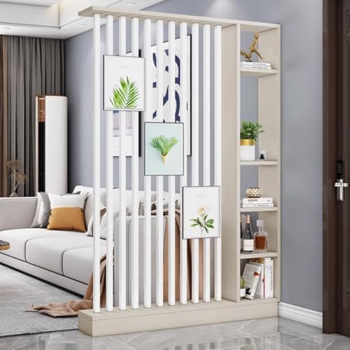 FEFEF 1 Set Raumteiler aus Holz mit Regal – Lagerregal for Home Office, Eingangsbereich, Wohnräume(Khaki+White 55.1x9.4x79.5in) von FEFEF