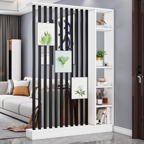 FEFEF 1 Set Raumteiler aus Holz mit Regal – Lagerregal for Home Office, Eingangsbereich, Wohnräume(White+Black 55.1x9.4x79.5in) von FEFEF