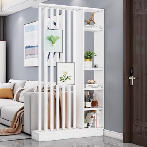 FEFEF 1 Set Raumteiler aus Holz mit Regal – Lagerregal for Home Office, Eingangsbereich, Wohnräume(White+White 39.3x9.4x79.5in) von FEFEF