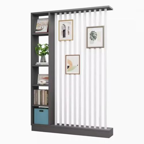 FEFEF 1 Set minimalistischer Raumteiler aus Holz mit Regalen – stilvoller freistehender Sichtschutz for Home Office und Eingangsbereich(Gray+White 55.1x9.4x80.7in) von FEFEF