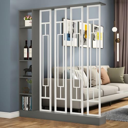 FEFEF 1 Set minimalistisches freistehendes Raumteiler-Bücherregal und Sichtschutz – for Home Office und Eingangsbereich(Gray+White 55.1x9.4x78.7in) von FEFEF