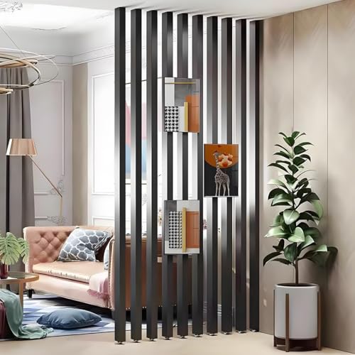 FEFEF 10er-Pack verstellbare Raumteiler aus Holzlamellen – stilvolle Sichtschutzwände for Zuhause und Büro(Black,200cm) von FEFEF