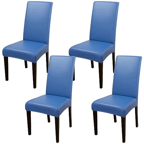 FEFEF Set mit 2/4/6 Wasserdichten Stuhlhussen aus PU-PU for Esszimmerstühle – moderner Schutz for Zuhause, Hotel und Restaurant(Dark Blue,4pack) von FEFEF