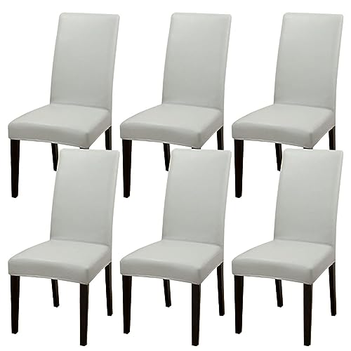 FEFEF Set mit 2/4/6 Wasserdichten Stuhlhussen aus PU-PU for Esszimmerstühle – moderner Schutz for Zuhause, Hotel und Restaurant(Light Gray,6pack) von FEFEF