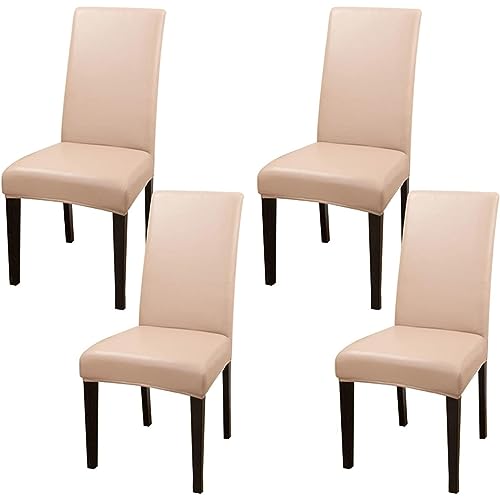 FEFEF Set mit 2/4/6 Wasserdichten Stuhlhussen aus PU-PU for Esszimmerstühle – moderner Schutz for Zuhause, Hotel und Restaurant(Powder,4pack) von FEFEF