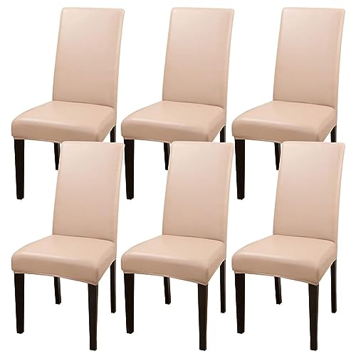 FEFEF Set mit 2/4/6 Wasserdichten Stuhlhussen aus PU-PU for Esszimmerstühle – moderner Schutz for Zuhause, Hotel und Restaurant(Powder,6pack) von FEFEF