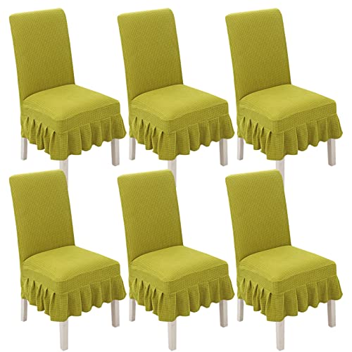 Stretch-Stuhlhussen for Esszimmerstühle mit Rock – 2er-/4er-/6er-Set – perfekt for Hochzeiten, Bankette und als Heimdekoration(Light Green,6pack) von FEFEF