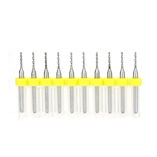 FEFHFKZCZZ 10-teiliges 0,6-1,5-mm-Mini-Bohrer-Set for Leiterplatten, Hartmetall-CNC-Bohrer, PCB-Bohrer, 1/8-Zoll-Metallbohrwerkzeug mit festem Schaft(PCB 1.2mm 10pcs) von FEFHFKZCZZ