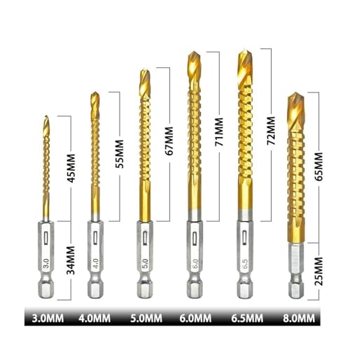 FEFHFKZCZZ 3/6 stücke 3-8mm Titan Beschichtet HSS Bohrer Elektrische Bohrer Kunststoff Metall Loch Nut Bohrer Säge Schreiner Holzbearbeitung(Army green) von FEFHFKZCZZ