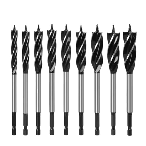 FEFHFKZCZZ 4-9-teiliges Spiralbohrer-Set for Holz, schnelles Schneiden, Bohrer for Schreiner und Tischler, Werkzeug, for Holzschnitt, Anzug for die Holzbearbeitung(9pcs A) von FEFHFKZCZZ