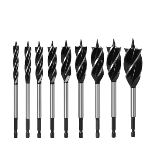 FEFHFKZCZZ 4-9-teiliges Spiralbohrer-Set for Holz, schnelles Schneiden, Bohrer for Schreiner und Tischler, Werkzeug, for Holzschnitt, Anzug for die Holzbearbeitung(9pcs B) von FEFHFKZCZZ