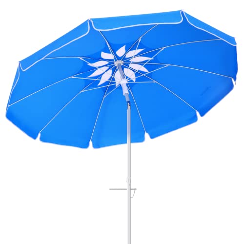 FEFLO Sonnenschirm Strand, Ø 2m große Gartenschirm Marktschirm mit beidseitig um 30° knickbar, Winddichter und LSF 50+ Sonnenschutz mit Belüftungsöffnungen für Reisen, Garten, Rasen, Pool von FEFLO