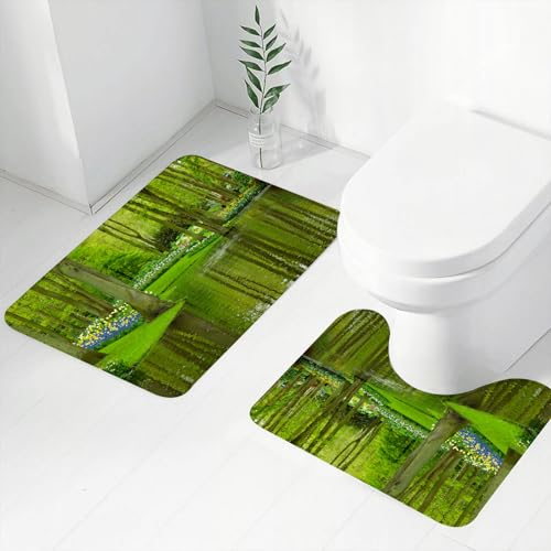 FEHWI Badematten Set 2-teilig, Badematten und WC Vorleger rutschfest & Waschbar, Natur, Wald mit See, Holländischer Garten, Schäferwald, Botanik, Blumenbeet,Luxus Dicke Mikrofaser Badezimmerteppich FEHWI Badematten Set 2-teilig, Badematten und WC Vorleger rutschfest & Waschbar, Natur, Wald mit See, Holländischer Garten, Schäferwald, Botanik, Blumenbeet,Luxus Dicke Mikrofaser Badezimmerteppich von FEHWI