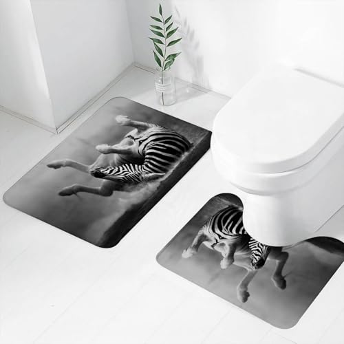 FEHWI Badematten Set 2-teilig, Badematten und WC Vorleger rutschfest & Waschbar, Zebra wälzt Sich im Staub Künstlerische Wilde Säugetieraktivität,Luxus Dicke Mikrofaser Badezimmerteppich FEHWI Badematten Set 2-teilig, Badematten und WC Vorleger rutschfest & Waschbar, Zebra wälzt Sich im Staub Künstlerische Wilde Säugetieraktivität,Luxus Dicke Mikrofaser Badezimmerteppich von FEHWI