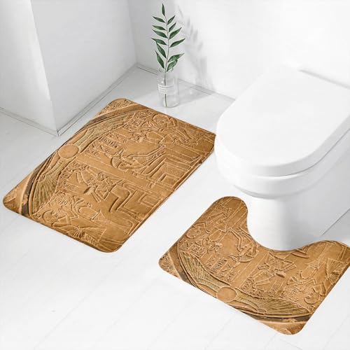 FEHWI Badematten Set 2-teilig, Badematten und WC Vorleger rutschfest & Waschbar,Ägyptische, ägyptische Hieroglyphen auf der Wand Steinoberfläche Schriften an,Luxus Dicke Mikrofaser Badezimmerteppich FEHWI Badematten Set 2-teilig, Badematten und WC Vorleger rutschfest & Waschbar,Ägyptische, ägyptische Hieroglyphen auf der Wand Steinoberfläche Schriften an,Luxus Dicke Mikrofaser Badezimmerteppich von FEHWI