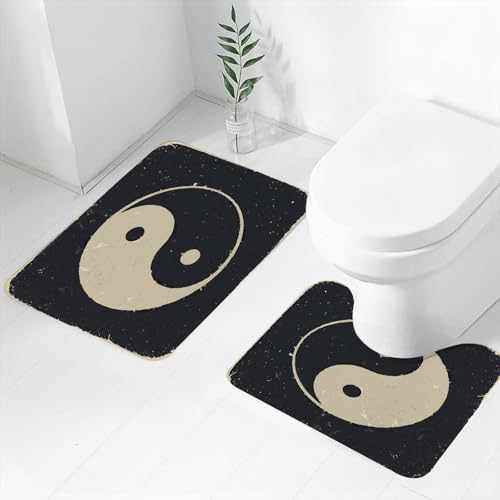 FEHWI Badematten Set 2-teilig, Badematten und WC Vorleger rutschfest & Waschbar,Ansicht eines Yin- und Yang-Symbols auf grauem Hintergrund.,Luxus Dicke Mikrofaser Badezimmerteppich FEHWI Badematten Set 2-teilig, Badematten und WC Vorleger rutschfest & Waschbar,Ansicht eines Yin- und Yang-Symbols auf grauem Hintergrund.,Luxus Dicke Mikrofaser Badezimmerteppich von FEHWI