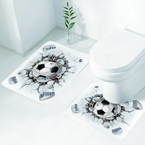 FEHWI Badematten Set 2-teilig, Badematten und WC Vorleger rutschfest & Waschbar,Ball kommt aus rissiger Wand auf weißem Hintergrund.,Luxus Dicke Mikrofaser Badezimmerteppich FEHWI Badematten Set 2-teilig, Badematten und WC Vorleger rutschfest & Waschbar,Ball kommt aus rissiger Wand auf weißem Hintergrund.,Luxus Dicke Mikrofaser Badezimmerteppich von FEHWI